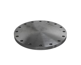 Indura 16" blindflange i ASTM A105N stål med 150 lbs RF trykklasse, vist fra siden med tydelig Indura logo.