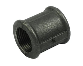 Unico muffe fitting 1 1/4" sort, fremstillet af sort jern med indvendige cylindriske gevind.
