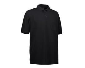 ID Identity klassisk sort poloshirt i piquékvalitet, størrelse 6XL, med brystlomme og ribdetaljer på kraven.