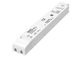 Tridonic LED driver LC 200W 24V DALI-2 one4all NF SC EXC2 SP med tydelig mærkning, monteringsdetaljer og tilslutningsmuligheder.