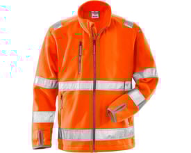 Kansas Hi-Vis fleecejakke i str. 2XL, orange, med lynlås, refleksstriber og mobillomme, godkendt iht. EN ISO20471.