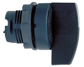 Sidebillede af Schneider Electric Harmony Style 5 drejegreb med fokus på monteringsdelens struktur og sort plastikhåndtag.