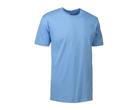 Klassisk lys blå T-shirt fra ID Identity, model T-TIME®, størrelse L, vist forfra med rund hals og korte ærmer.