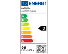 Energimærke D for Ansell Lighting H-Cell LED bånd, 24V, 96 kWh/1000h.
