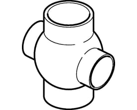 Skematisk tegning af Geberit PEH dobbelt grenrør 110 x 75 mm i sort, med 88,5 graders vinkel.