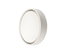 SG Armaturen Væg-/Loft Frame Round Maxi LED armatur i hvidt pulverlakeret aluminium med en rund, opal diffusor set fra siden.