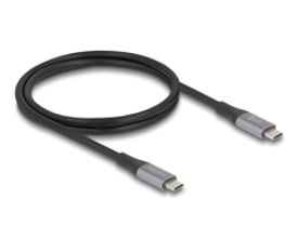 DeLock USB 40 Gbps kabel, 1 meter langt, med USB-C han til han stik i sort og grå metal.