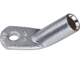 Klauke vinkelkabelsko med 45 graders vinkel, 35mm² til M8 boltstørrelse og inspektionshul, fremstillet af fortinnet kobber.