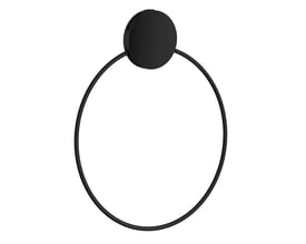 Beslagboden håndklædering i matsort med rund ring og rund, selvklæbende vægplade.