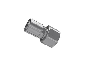 Tegning af Parker 1JC48 hydraulikfitting i stål med UNF-omløber og ORFS-tilslutning, set skråt fra siden.