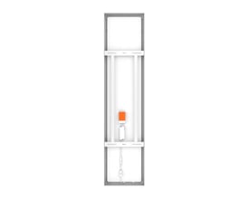 Bagsiden af Ledvance Multi Lumen LED-påbygningspanelet med synlige ledninger og komponenter; det måler 1574 × 374 mm.