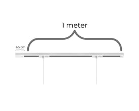 Nordtronic Square lampeskinne på 1 meter med en bredde på 6,5 cm, vist med 5 lamper.