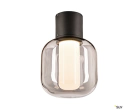 SLV OVALISK loftlampe i antracit med afrundet, klart glas og integreret LED til udendørs brug.