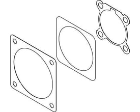 Festo tætningssæt EADS-F-D50-70A, vist som tre separate pakningskomponenter på en hvid baggrund.