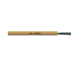 Lapp NSSHOU-O 1X25 fleksibel gummikabel i beige med VDE-godkendelse og synlige farvede ledere.