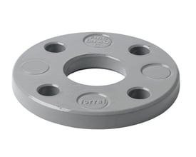 Grå løsflange i aluminium, DN80/84 PN10 DIN 2642, med otte boltehuller og mærket med 'ferral'.