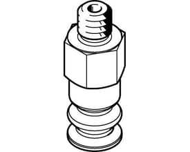 Festo vakuumsuger VASB-8-M5-NBR med 8mm sugekop diameter og 2mm nominel størrelse, vist som illustration med gevindtop og bælg.