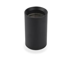 Sort V-TAC GU10 påbygningslampe i aluminium med en bredde på 100 mm på hvid baggrund.