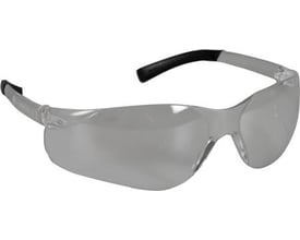 Set fra siden, OX-ON Comfort sikkerhedsbrille med klare, ridsefaste linser og 180 graders synsfelt, ideel til krævende miljøer.