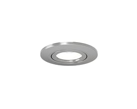 Ansell Lighting Prism Pro XM kipbar downlight med rund front i satin krom og synlig indre lysåbning.