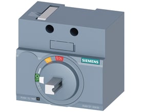 Siemens drejemotor 3VA9 Retrofit 8UC til 3VA5 125 med gråt hus, drejevælger og akselstuds.