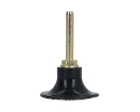 Nortons hårde Speedlok-bagplade til Quick-Change-rondeller på 50 x 6 mm med sort skive og metalstift, vist opretstående.