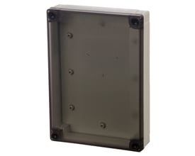 Fibox MNX serie dæksel i transparent polycarbonat, 180x130x35 mm, med TPE pakning og skruer til montage.