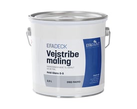 EFApaint vejstribemaling i hvid glans 0-5, 2,5 liters metaldåse med blå og hvid etiket.