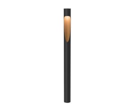 Elegant sort Louis Poulsen Flindt Garden pullert i aluminium med asymmetrisk lyskilde, designet af Christian Flindt.