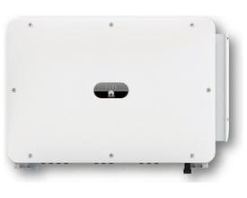 Huawei SUN2000-100KTL-M2 H4 (AFCI) solcelleinverter med hvidt, bredt kabinet og sort Huawei-logo på fronten.