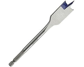 Irwin Tools Blue Groove fladbor med sideskær, vist skråt med den brede skærspids øverst; diameter 40 mm.