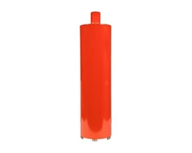 Eibenstock diamantbor til tørboring, Ø122 mm og 420 mm langt, ses som en rød cylinder med segmenter ved boreenden.