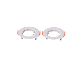 To blankhvide V-TAC downlight-kit til MR16/GU10 ses forfra med fjederbeslag; 2-pakken leveres uden lyskilder.