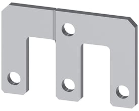 Siemens 3-polet parallelstik med boring til 3RT1.5, fremstillet af gråt metal og med tre åbninger til montage.