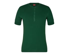 Engel T-shirt 9256-565 i mørkegrøn farve, størrelse XS, med knaplukning og mærkelogo på kraven.