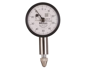 Mitutoyo 1911AB-10 måleur med en diameter på 31 mm, viser en metrisk skala op til 50 og præcision på 0,01 mm.