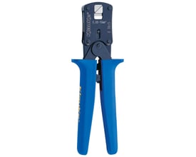 Klauke presseværktøj til terminalrør, 0,08-10mm², med blå håndtag og sort presseende.