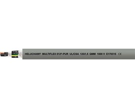 Heluchain Multiflex 512®-PUR 4G0,5 mm² grå kabel med certificeringer UL/CSA, 1000V og CE-mærke.