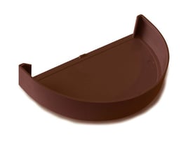 Plastmo brun plast endebund nr. 11 til tagrender, med en diameter på 124,4 mm.