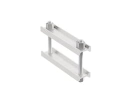 Wibe Mita HD lågklemme CT50, 100 mm PC1, en hvid klemme med to gevindstænger og møtrikker på hvid baggrund.