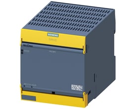 Siemens SIRIUS 3SK1 sikkerhedsrelæ med 3 NO og 1 NC kontakter, 230V, grå og gul med skrueterminaler, viser enheder og mærkning.