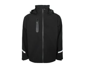 Sort Lyngsøe Rainwear 4WS-4097 vinterjakke i størrelse 4XL med høj krave, hætte og lynlåslommer.