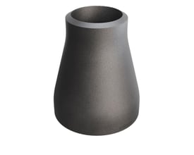 Koncentrisk reduktion i P235GH stål med dimensioner 42,4 x 2,6 mm til 26,9 x 2,3 mm på hvid baggrund.