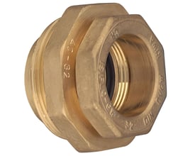 Isiflo reduktionsindlæg 63x50mm i messing med PN16 trykklasse og afzinkningsbestandig overflade, monteret på hvid baggrund.