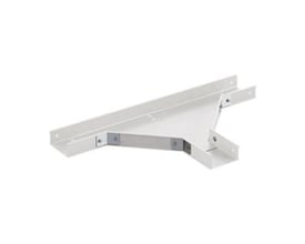 Wibe Mita T-stykke CT50 i galvaniseret stål med 100 mm dimension, set fra siden på hvid baggrund.