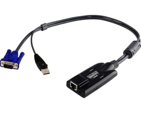 Sort Aten Altusen USB-modul KA7170-AX med VGA-, USB- og netværksforbindelse til KN- og KH-serien.