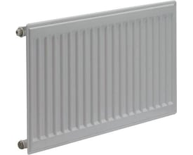 Purmo Compact C11 radiator i hvid, 600 mm høj og 2300 mm lang, med en enkel række paneler og konvektor.