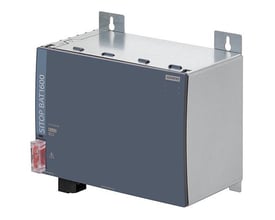 Siemens SITOP BAT1600 24 V DC 12 Ah Pb batterimodul med lukket blysyrebatteri og ophængsbeslag på hvid baggrund.