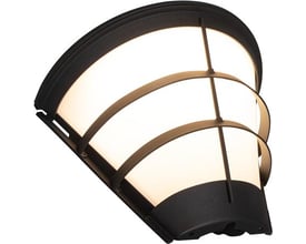 Hide-a-lite Pave Deco II CCT vægarmatur med opalt, lysende glas og mørke buede beskyttelsesribber.