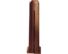 Brun Schneider Electric Plug TP2B, Ø8 mm og 40 mm lang, vist i detaljeret profil med sin splittede ende.